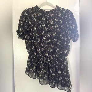 Asymmetrical L.N.V. Floral Blouse Size Petite XL